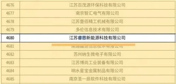 睿恩新能源成功通過2025年江蘇省第二批高新技術(shù)企業(yè)認(rèn)定